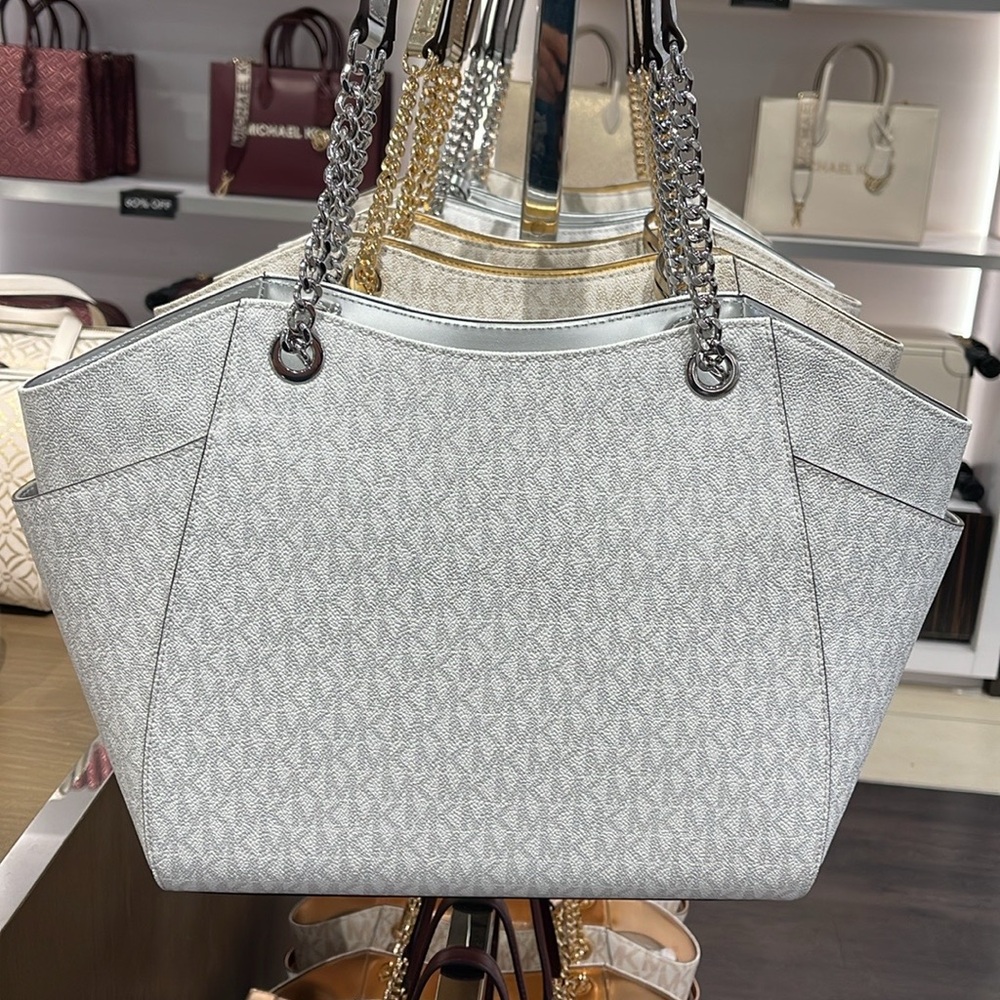 MICHAEL KORS 
Jet Set Travel Large Signature Chain Shoulder Tote Bag
Silver 
NWT - Picture 16 of 16
